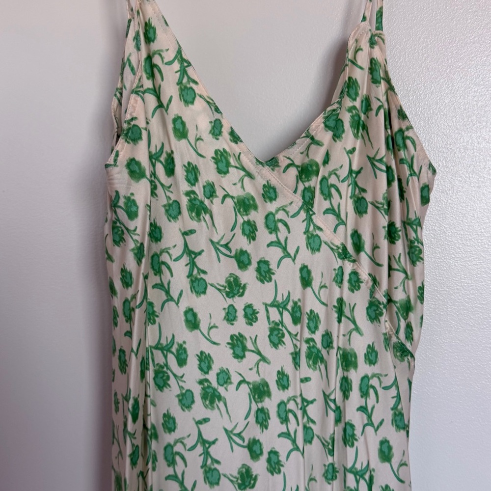 Zara Green and Cream Floral Top